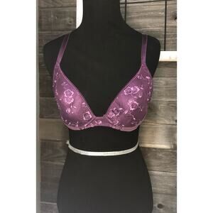 Victoria’s Secret thinly lined plum purple embroidered bra women's size 36C